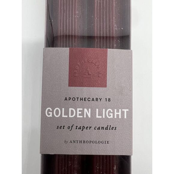 Anthropologie Apothecary 18 Golden Light Taper Candles in Wine Set of 2 - Picture 3 of 5